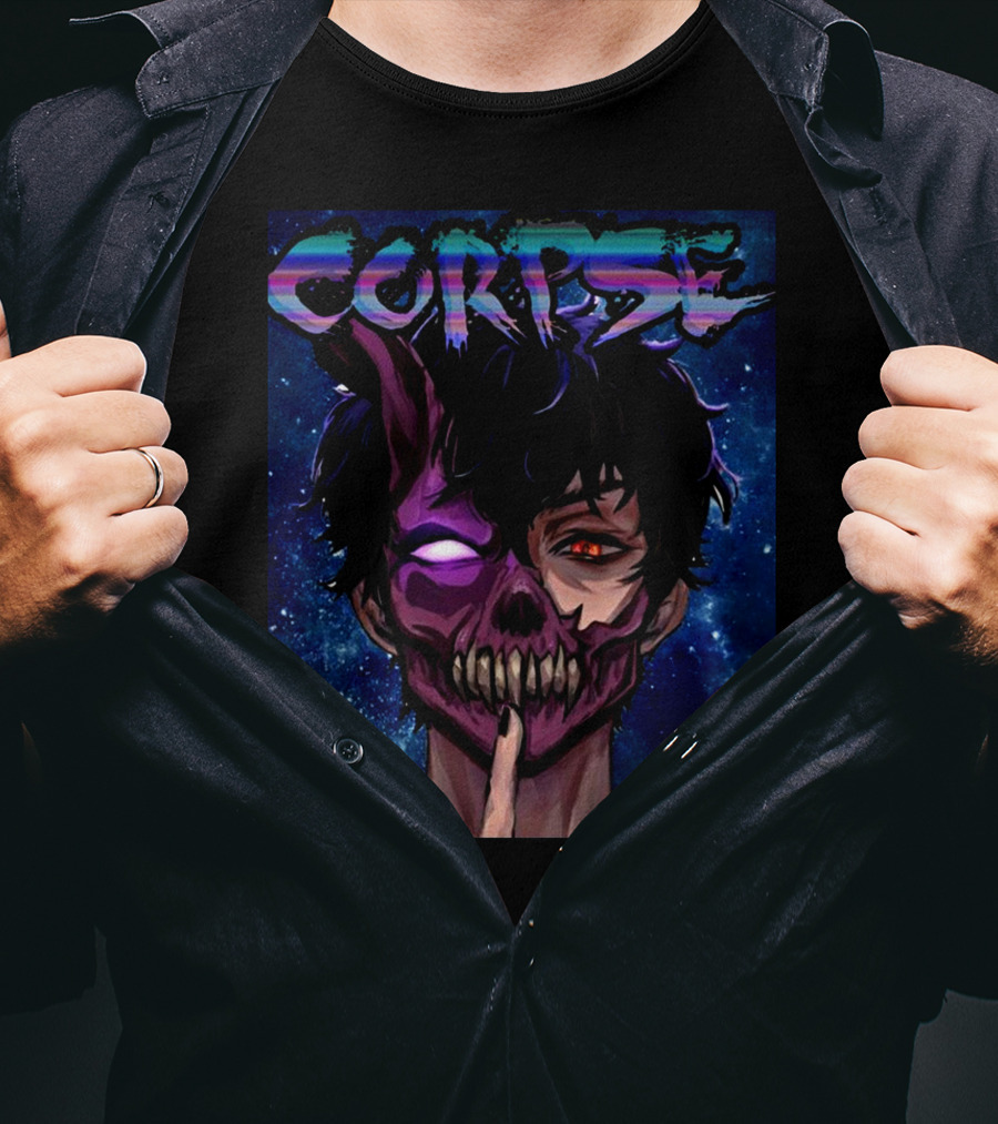 CORPSE Husband Anime Half Demon Face Art Dark Space Background T-Shirt