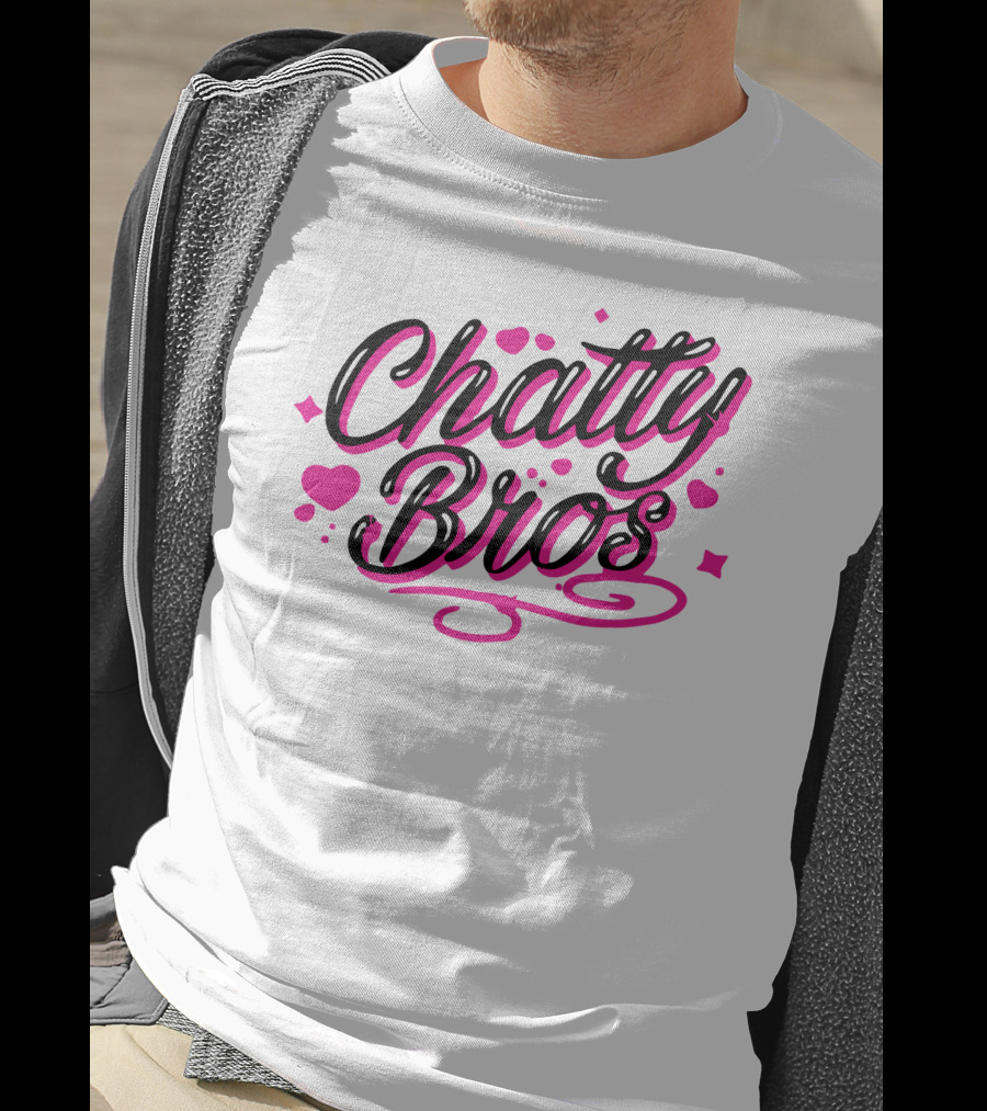 Chatty Bros Merch Heart Stars Motif Airbrush Bros T-Shirt