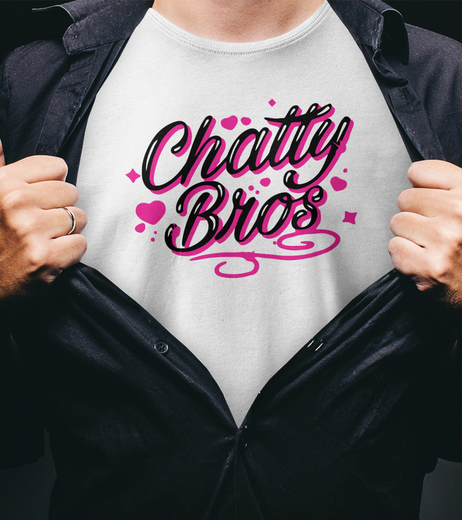 Chatty Bros Merch Heart Stars Motif Airbrush Bros T-Shirt