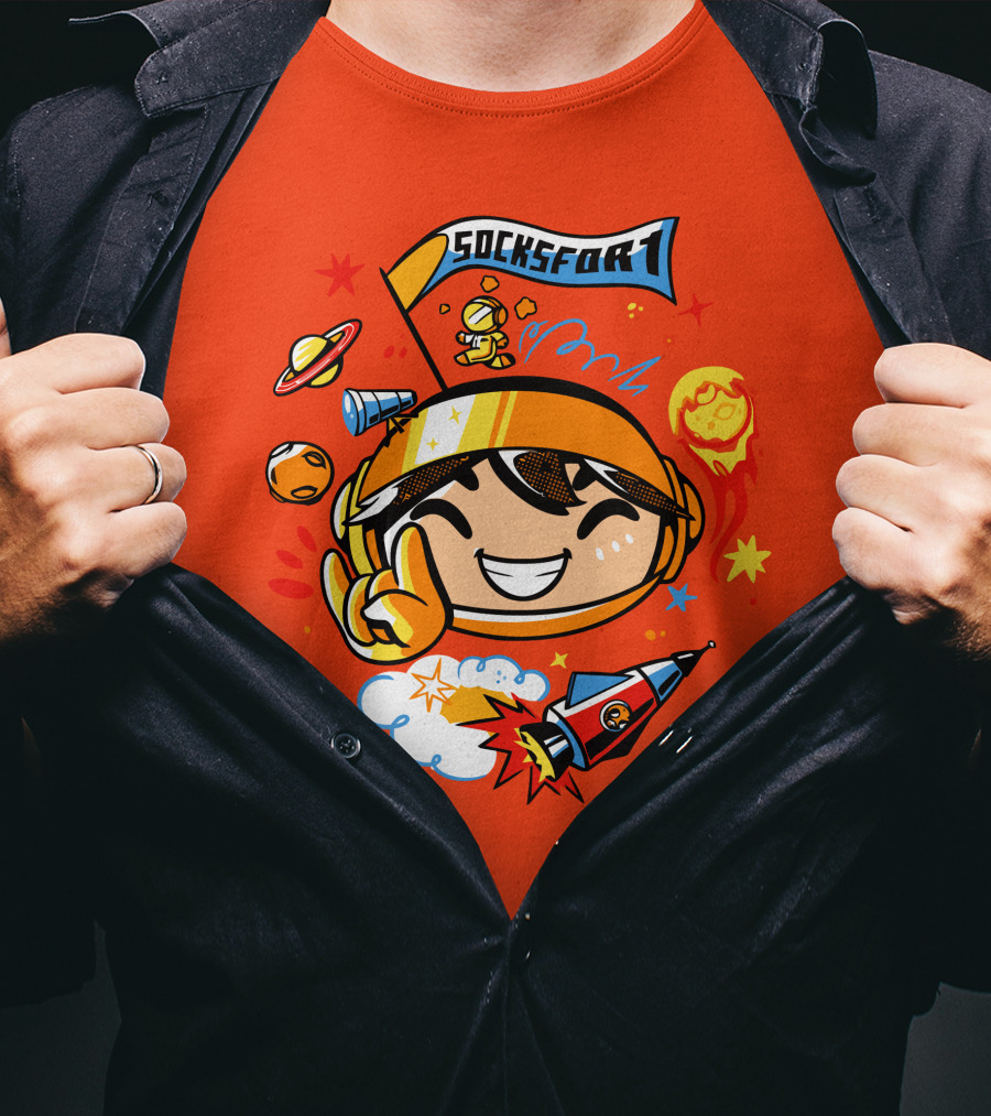 Socksfor1 Chibi Astronaut Space Adventure Merch T-Shirt