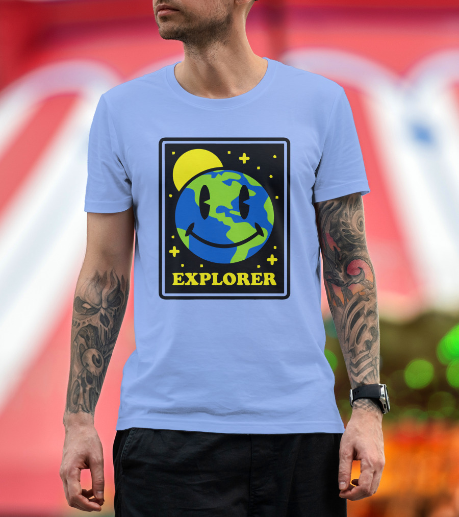 Socksfor1 Merch Explorer Earth Smiley T-Shirt