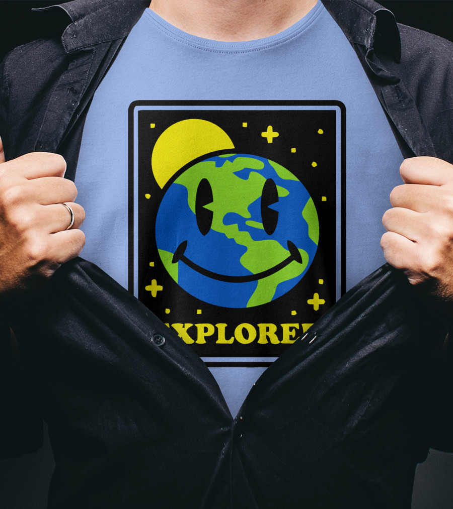 Socksfor1 Merch Explorer Earth Smiley T-Shirt