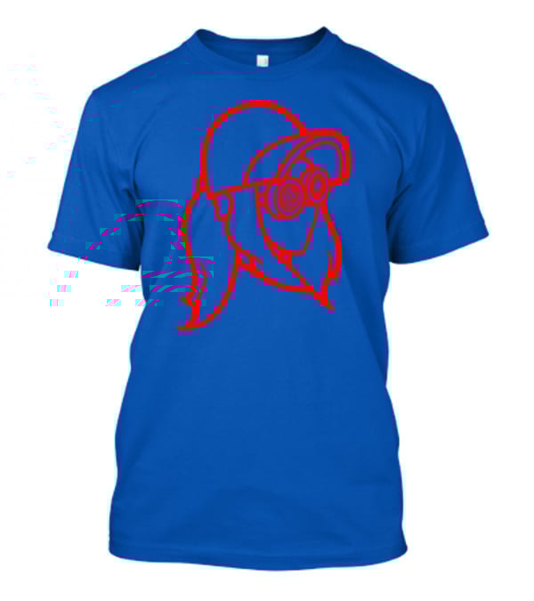 Rezz Cloaked Hockey Jersey Iconic Line Art Design Red On Blue T-Shirt