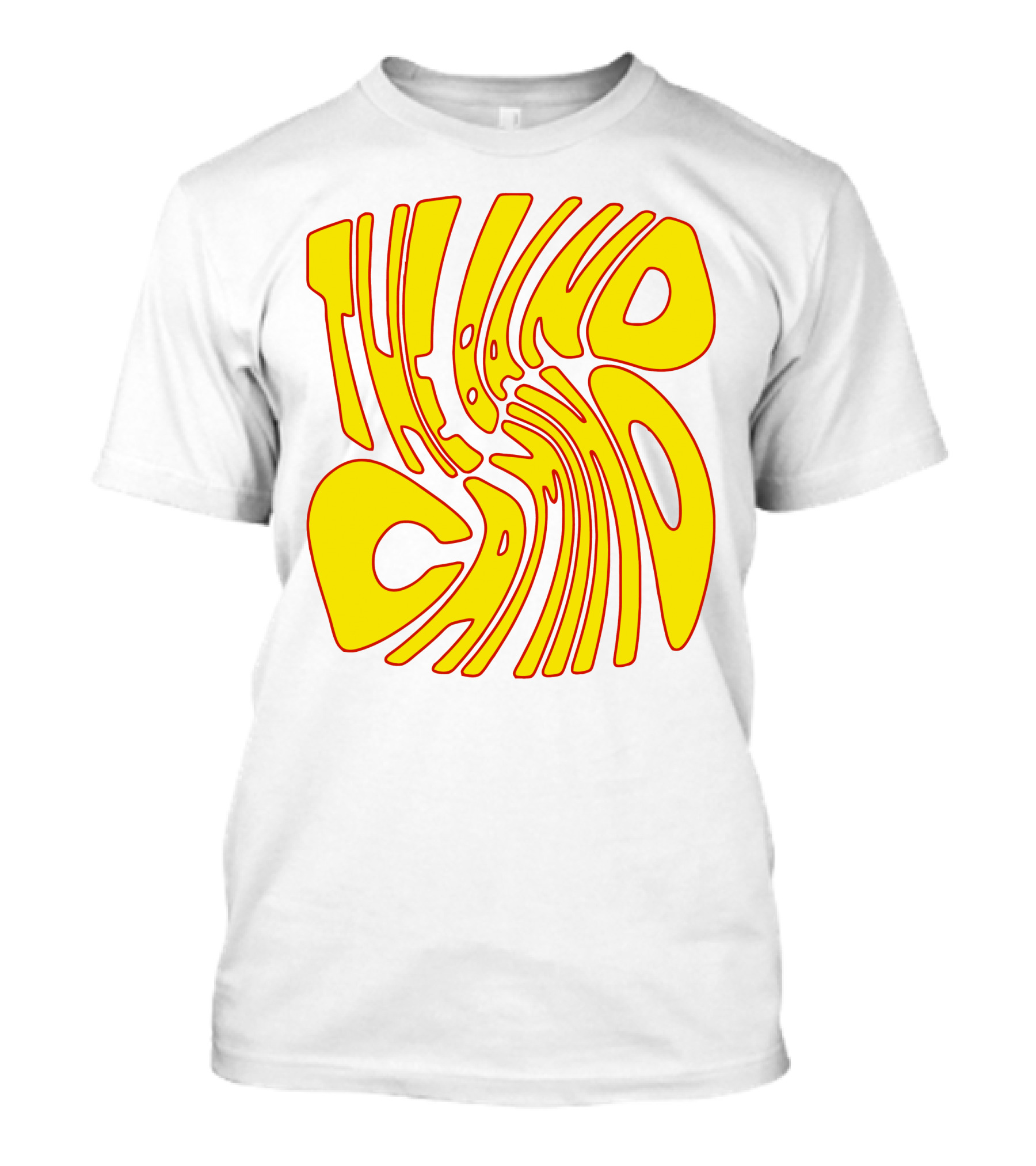 The Band Camino Groovy Textual Yellow And Red Psychedelic Style Merchandise T-Shirt