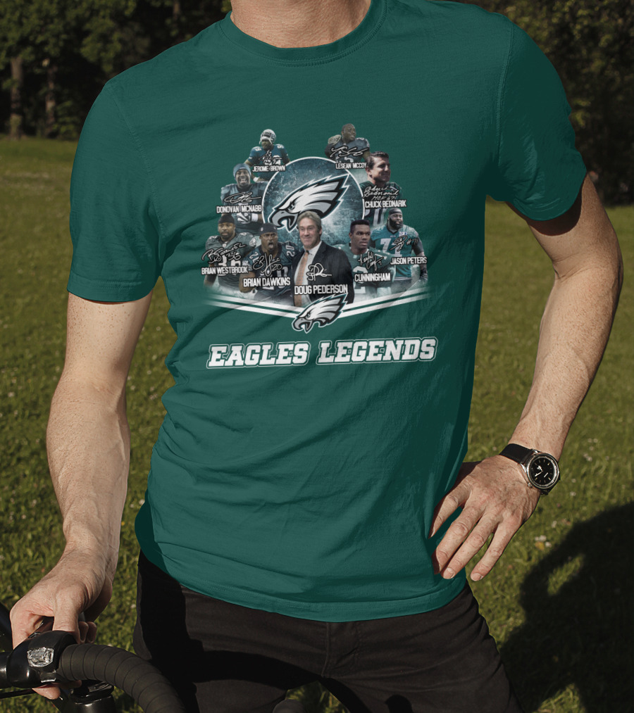 Eagles Legends Jerome Brown Lesean Mccoy Donovan Mcnabb Chuck Bednarik Brian Westbrook Brian Dawkins Doug Pederson Randall Cunningham Jason Peters T-Shirt