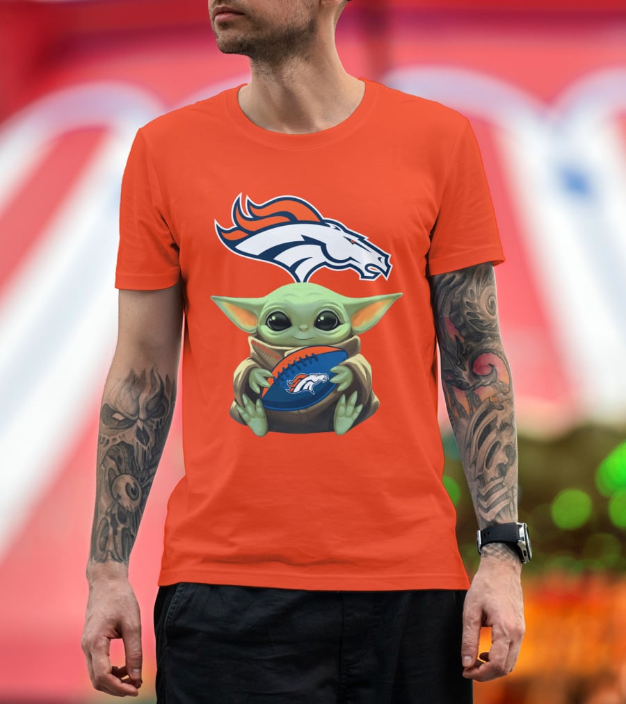 Denver Broncos Baby Yoda Football Fan T-Shirt