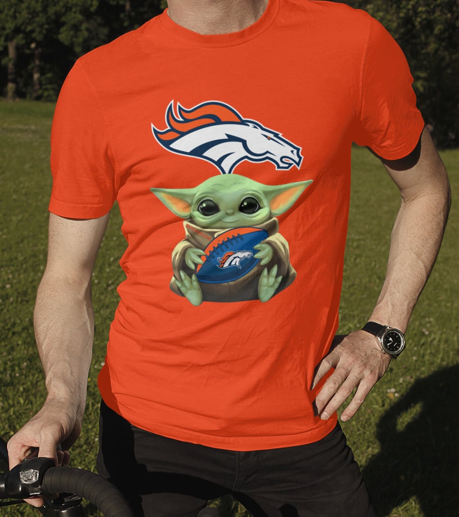 Denver Broncos Baby Yoda Football Fan T-Shirt