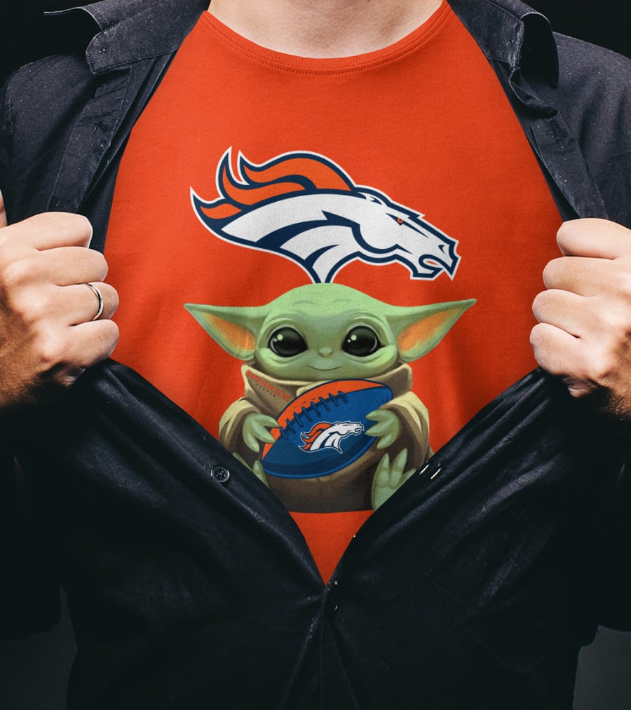 Denver Broncos Baby Yoda Football Fan T-Shirt