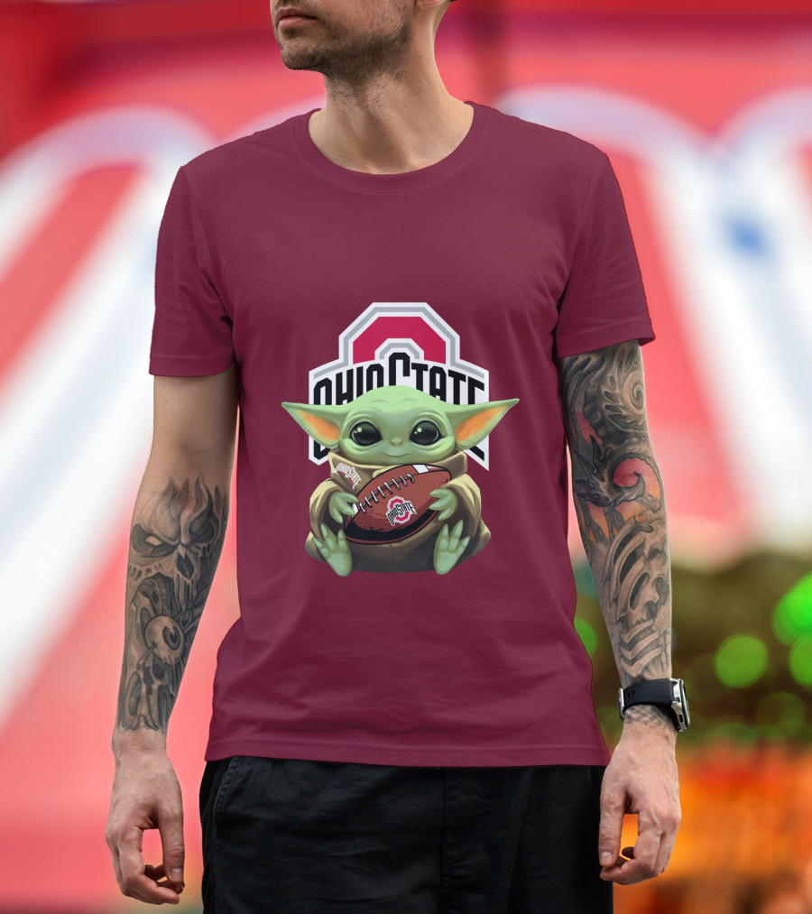 Ohio State Baby Yoda Football T-Shirt
