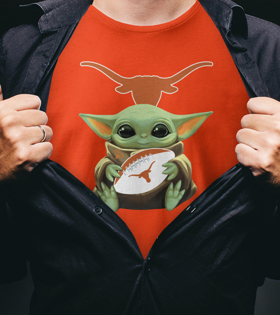 Baby Yoda Texas Longhorns Football T-Shirt