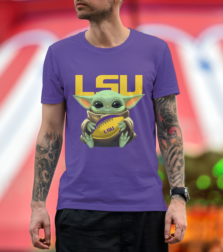 Lsu Baby Alien With Football T-Shirt