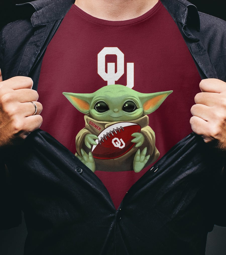 Ou Sooner Football Baby Yoda T-Shirt