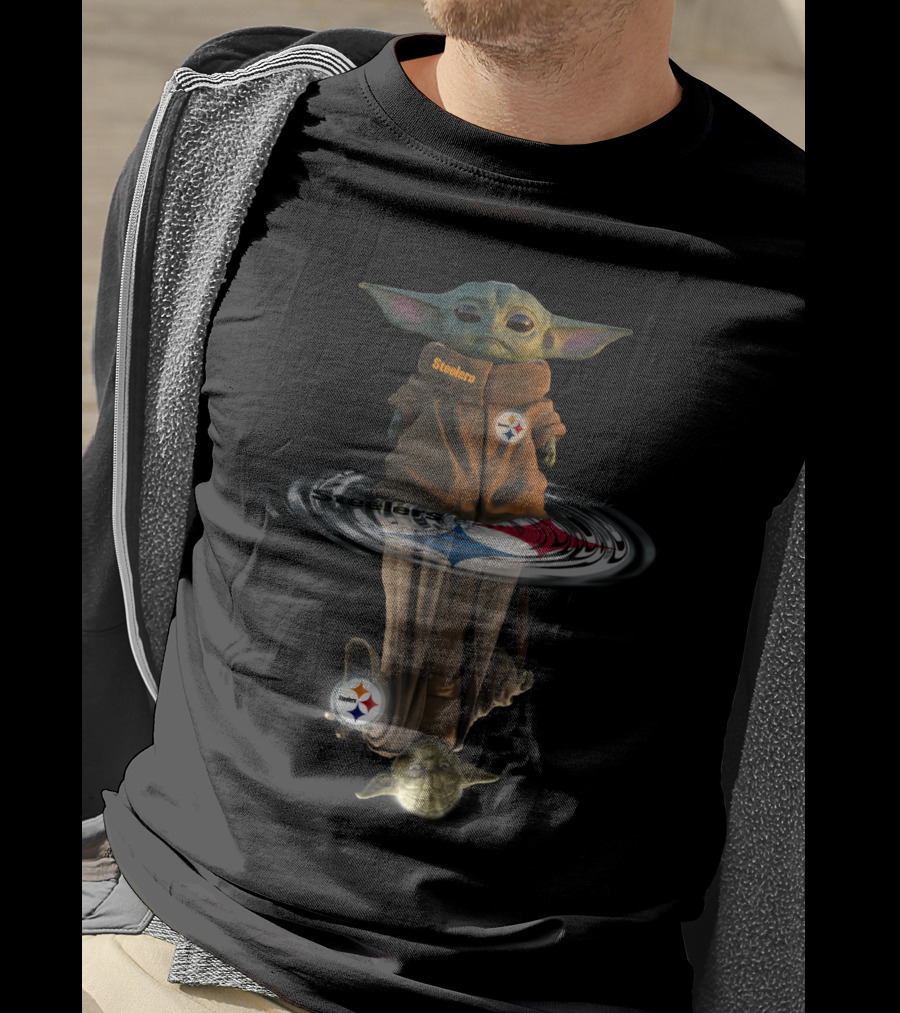 Steelers Baby Yoda And Yoda Reflection T-Shirt