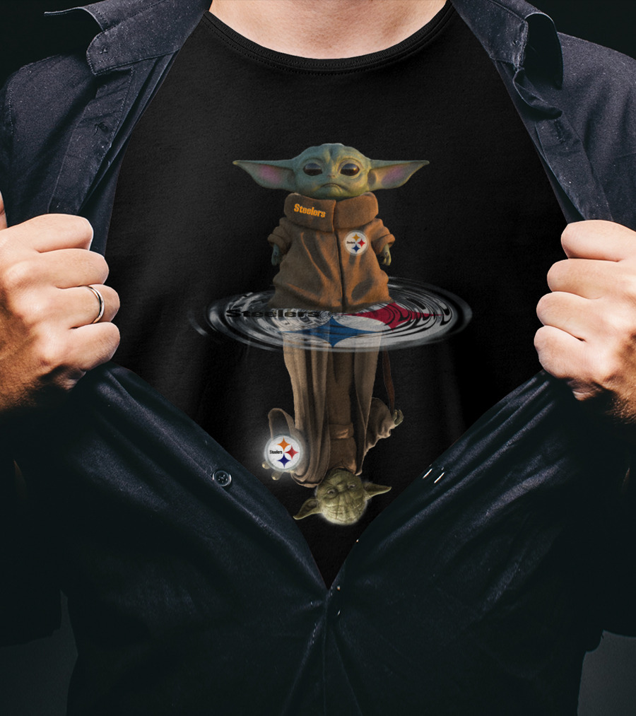 Steelers Baby Yoda And Yoda Reflection T-Shirt