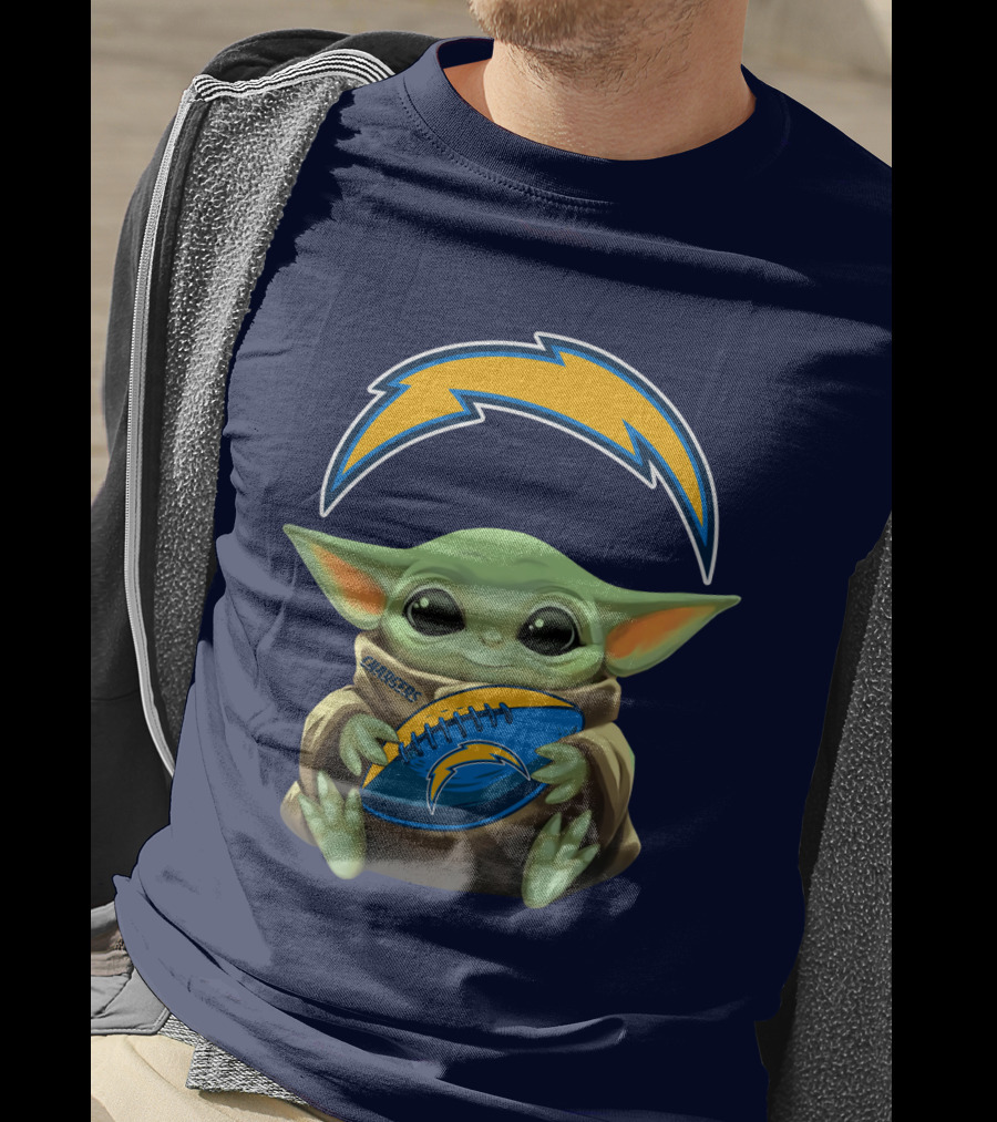 Los Angeles Chargers Baby Yoda Football T-Shirt