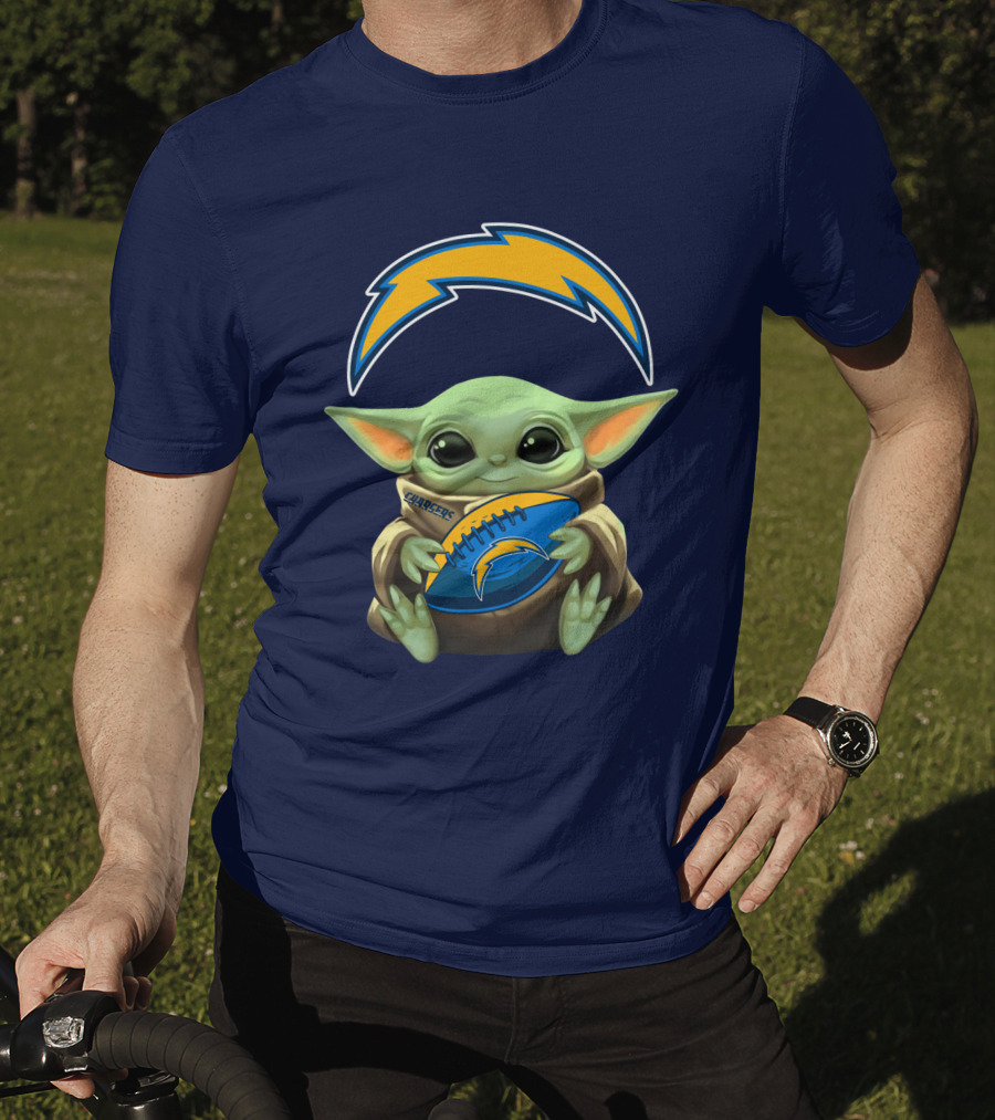 Los Angeles Chargers Baby Yoda Football T-Shirt