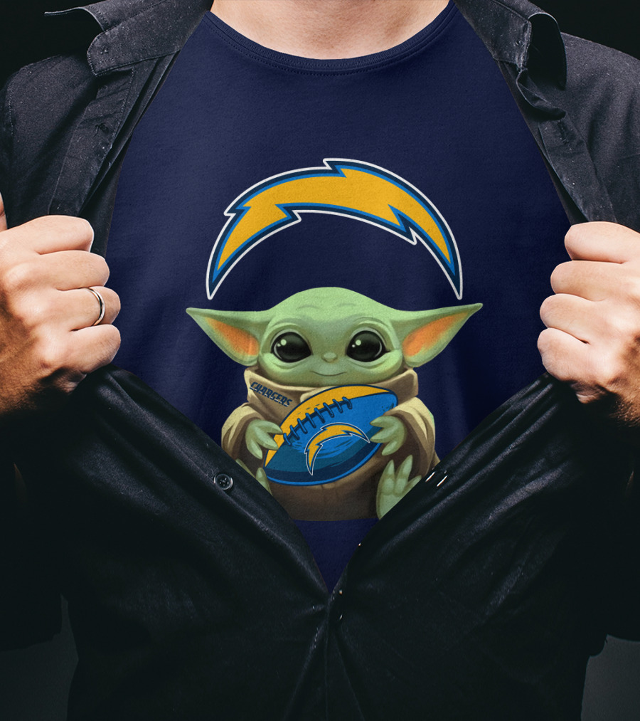 Los Angeles Chargers Baby Yoda Football T-Shirt
