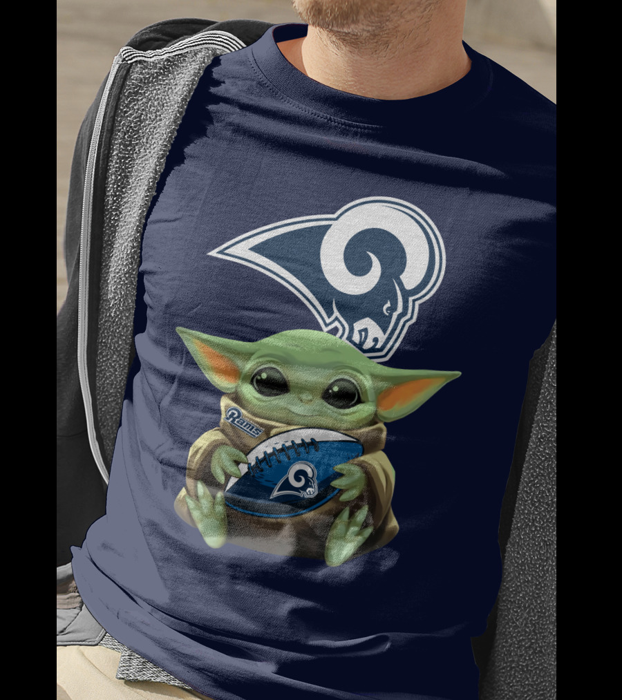 Baby Football Holding Rams T-Shirt