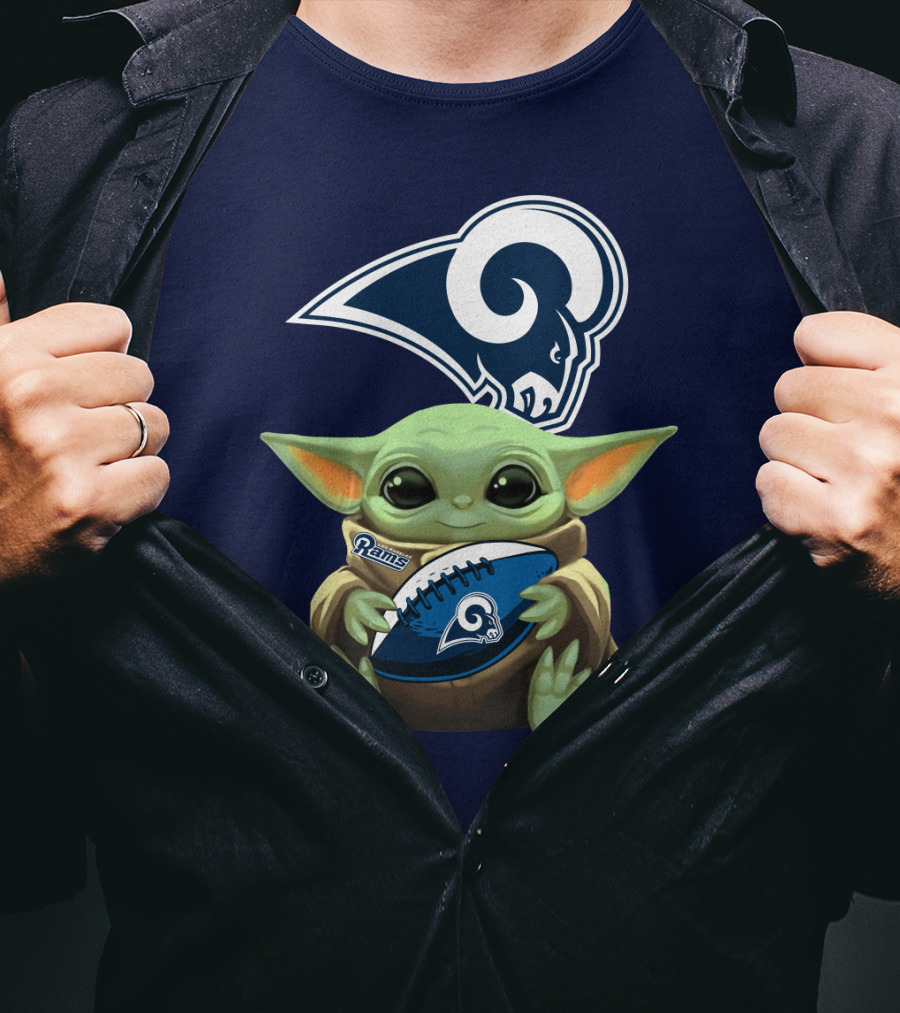 Baby Football Holding Rams T-Shirt