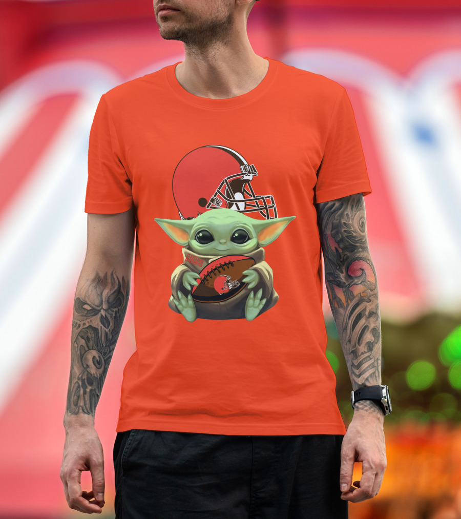 Cleveland Browns Football Baby Yoda T-Shirt