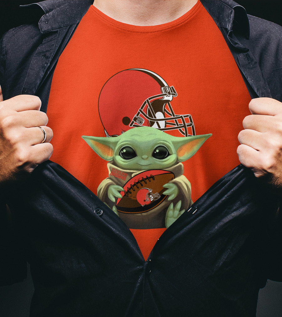 Cleveland Browns Football Baby Yoda T-Shirt