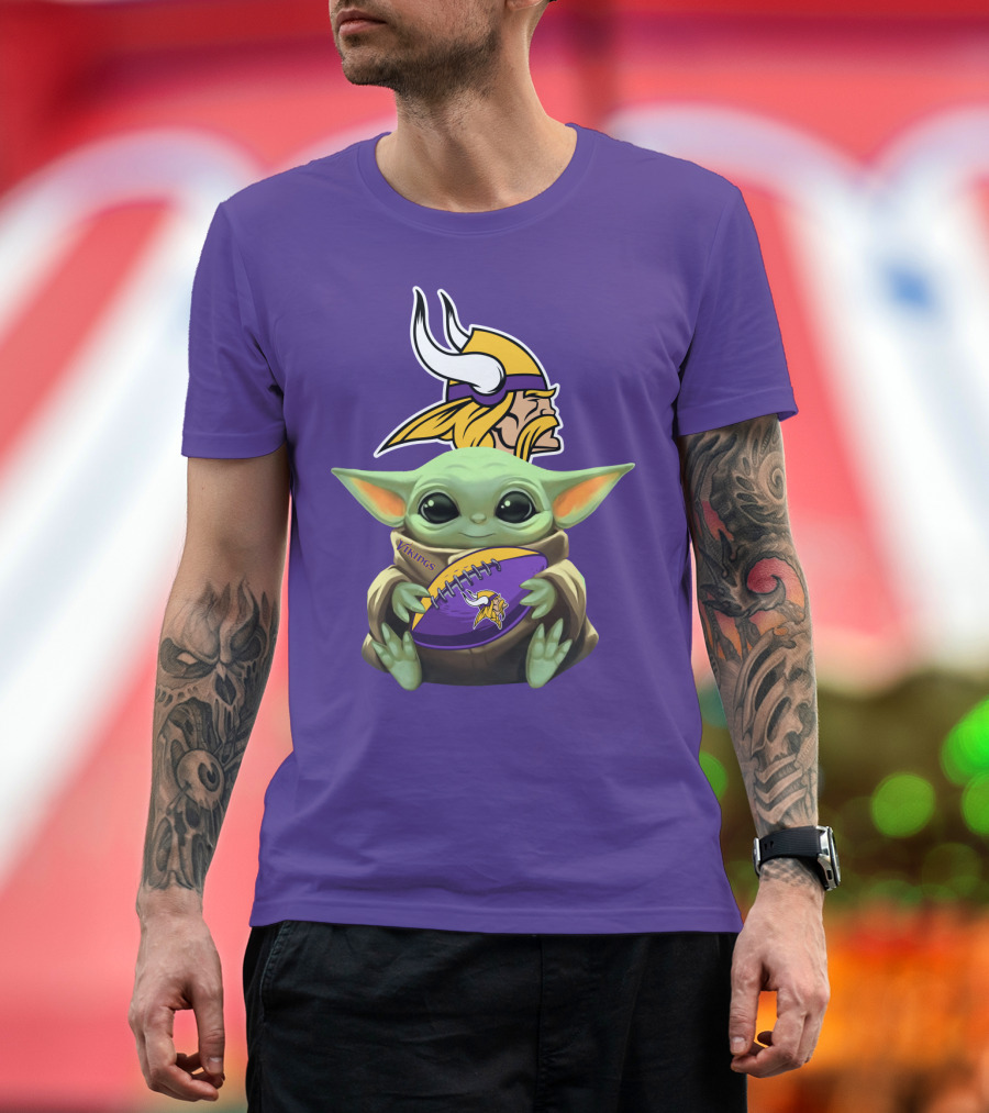 Vikings Football Baby Yoda T-Shirt