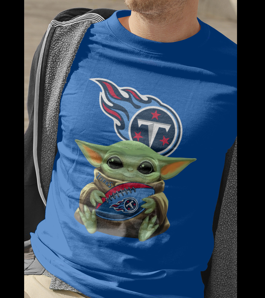 Tennessee Titans Baby Yoda Football T-Shirt