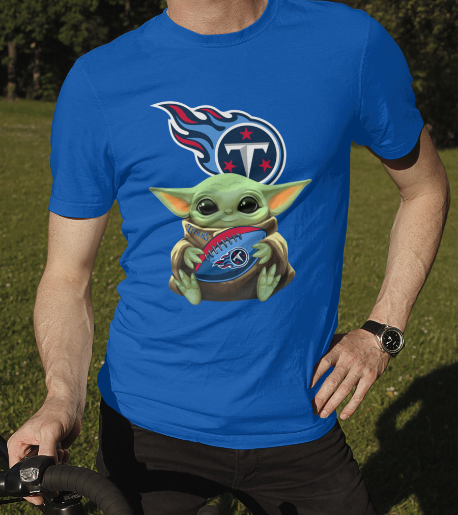 Tennessee Titans Baby Yoda Football T-Shirt