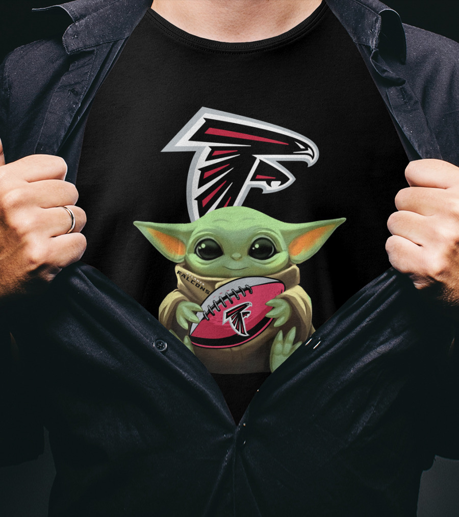 Atlanta Falcons Baby Yoda Football T-Shirt