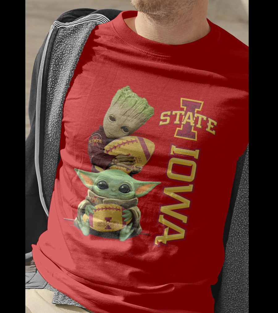 Iowa State Groot And Baby Yoda Football T-Shirt