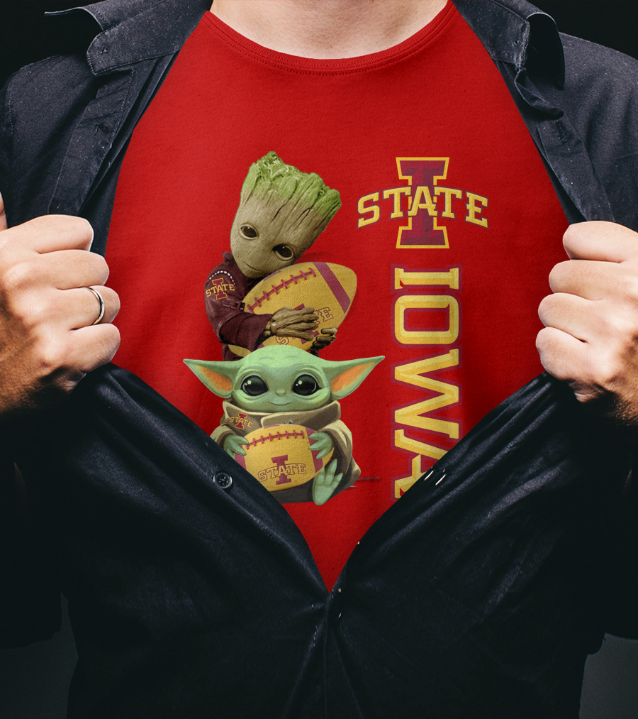 Iowa State Groot And Baby Yoda Football T-Shirt