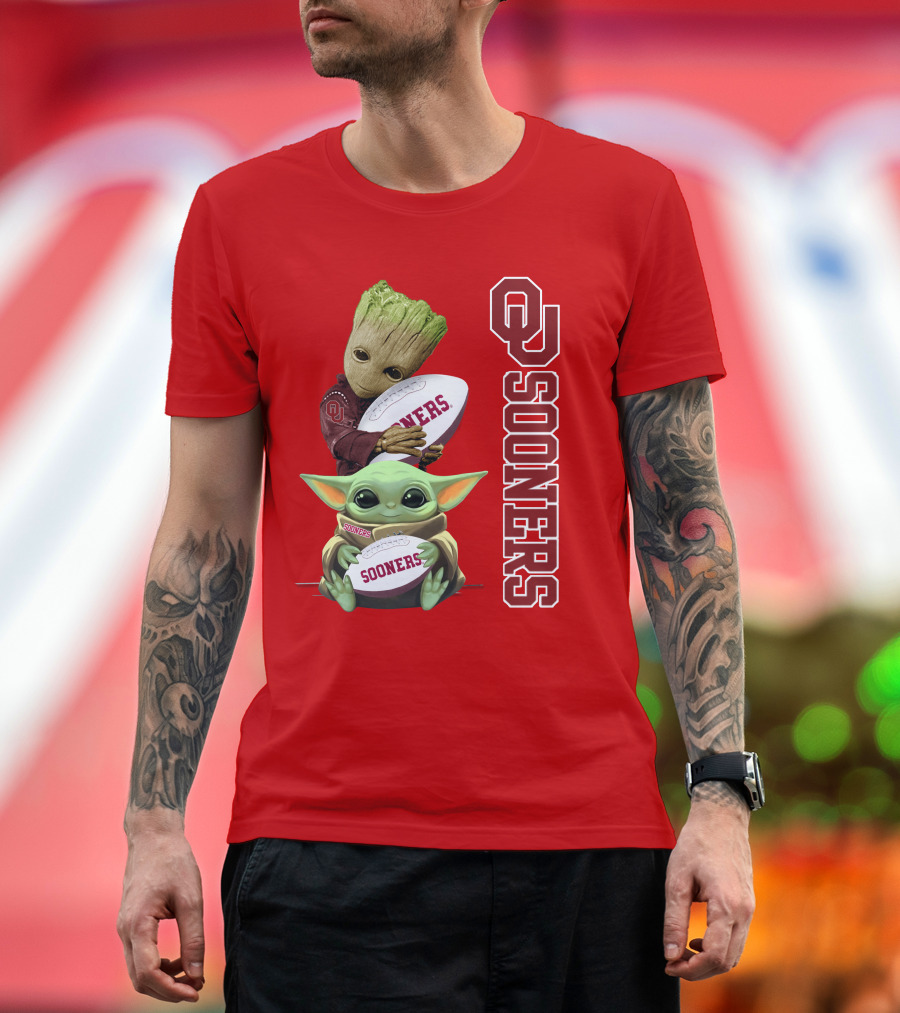 Ou Sooners Groot Baby Yoda Football T-Shirt