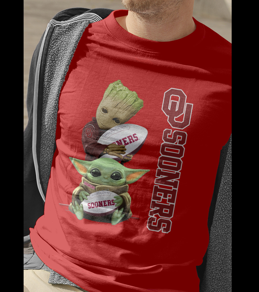 Ou Sooners Groot Baby Yoda Football T-Shirt