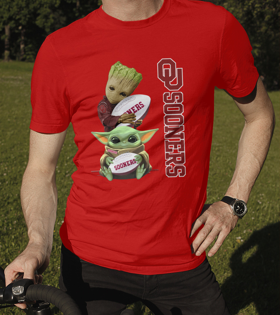 Ou Sooners Groot Baby Yoda Football T-Shirt