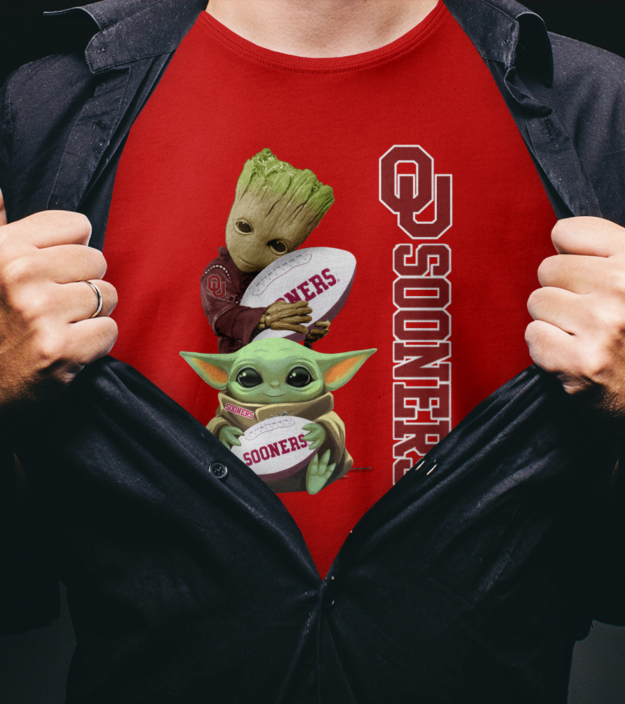 Ou Sooners Groot Baby Yoda Football T-Shirt