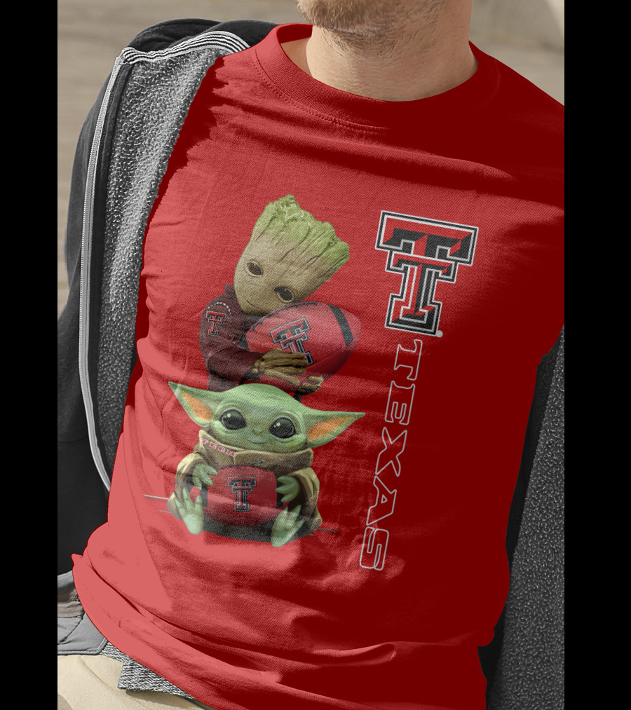 Groot Baby Yoda Texas Tech Football T-Shirt