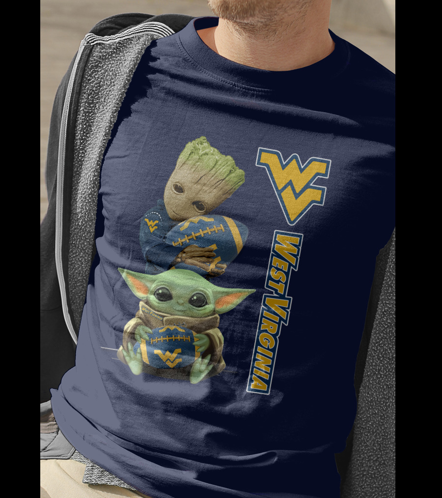 Groot And Baby Yoda West Virginia Mountaineers T-Shirt