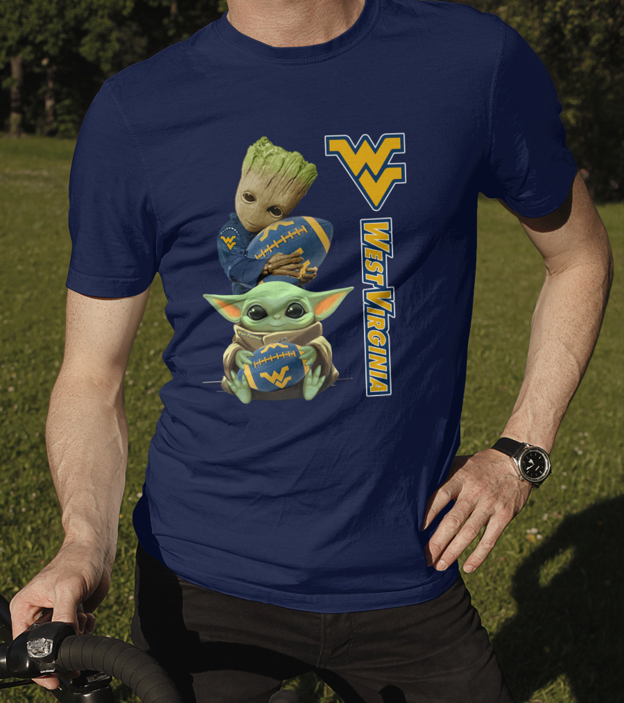 Groot And Baby Yoda West Virginia Mountaineers T-Shirt