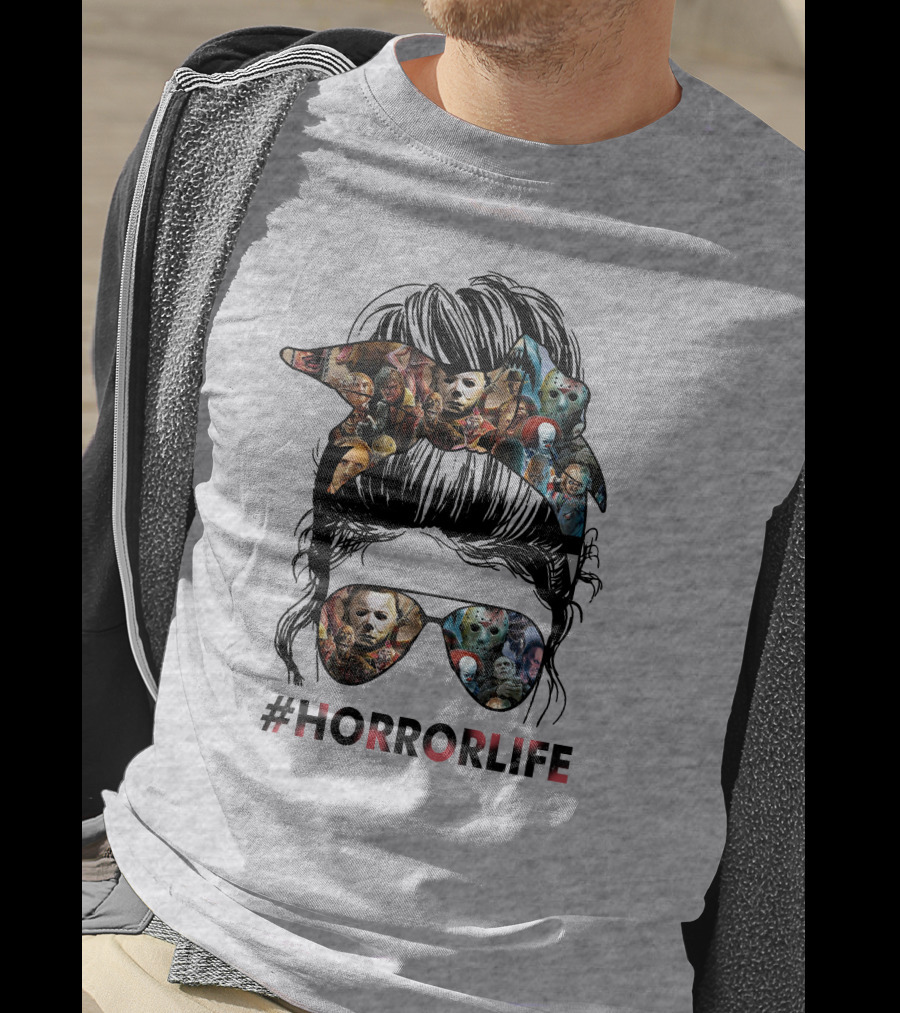HorrorLife Messy Bun Iconic Horror Characters T-Shirt