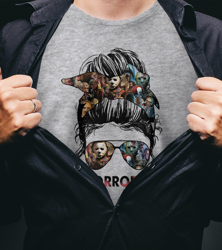 HorrorLife Messy Bun Iconic Horror Characters T-Shirt