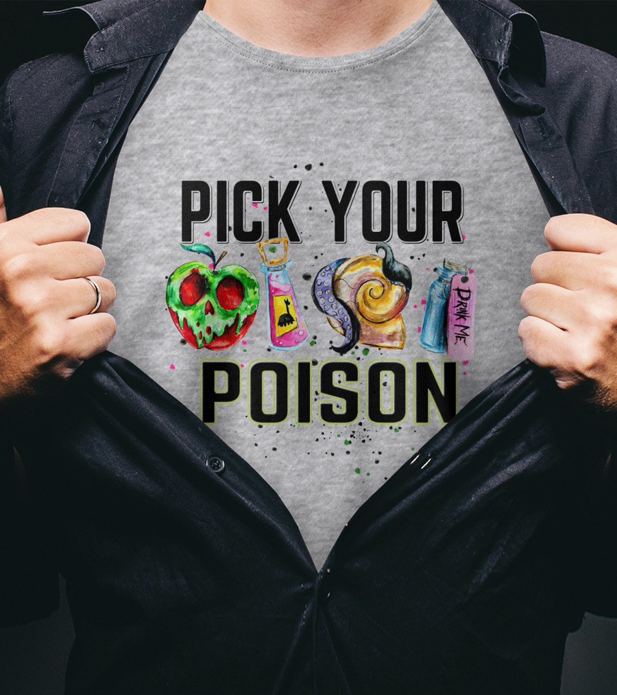 Pick Your Poison Halloween Skull Apple Potion Snail Drink Me T-Shirt