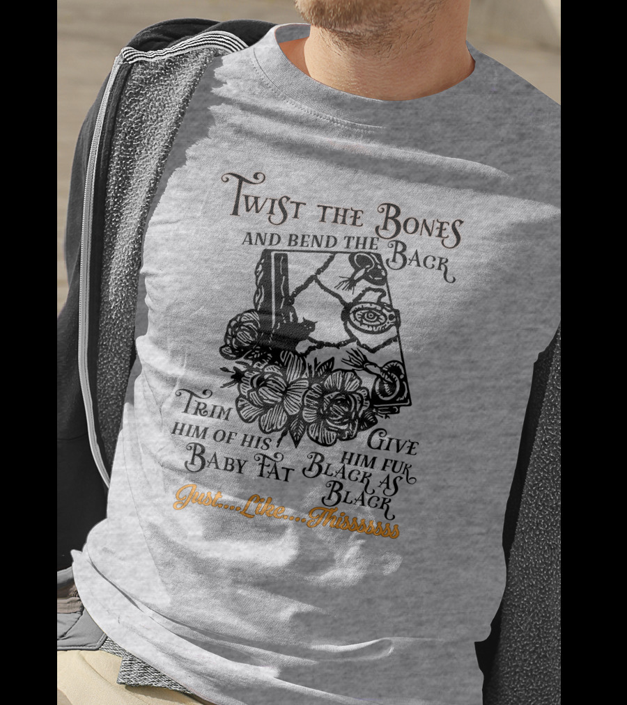 Twist The Bones Black Cat Floral Just Like Thissssss T-Shirt