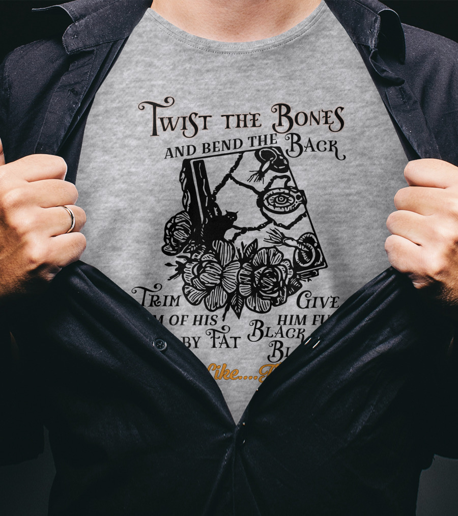 Twist The Bones Black Cat Floral Just Like Thissssss T-Shirt