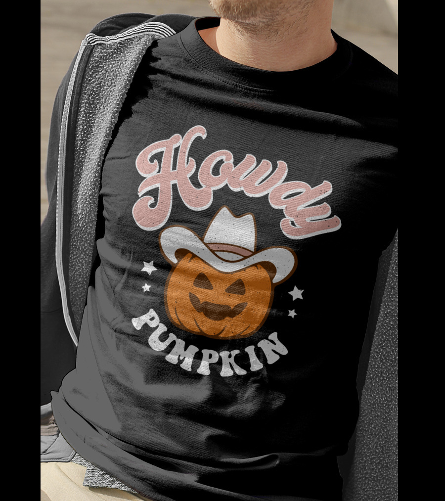 Howdy Pumpkin Halloween Western Cowboy Jack-o'-Lantern T-Shirt
