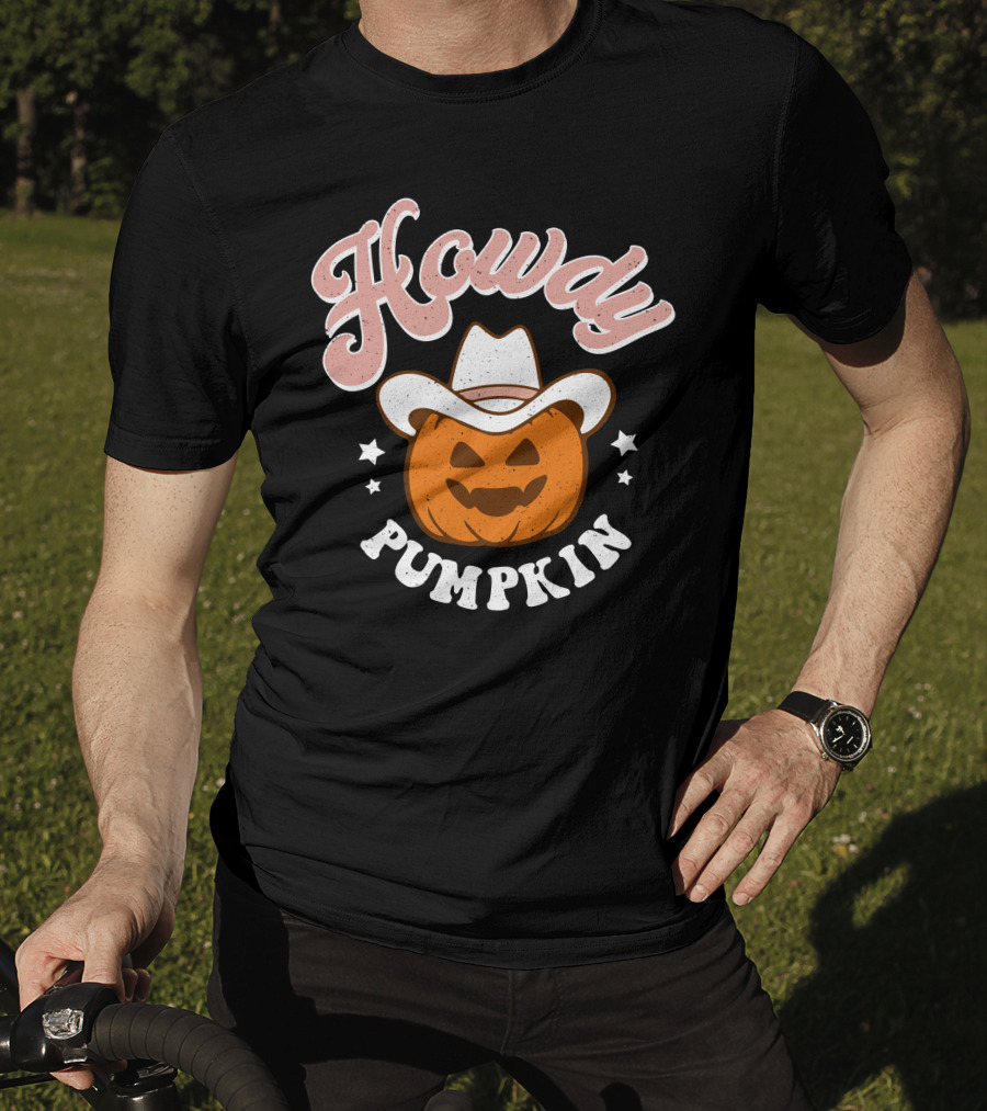 Howdy Pumpkin Halloween Western Cowboy Jack-o'-Lantern T-Shirt