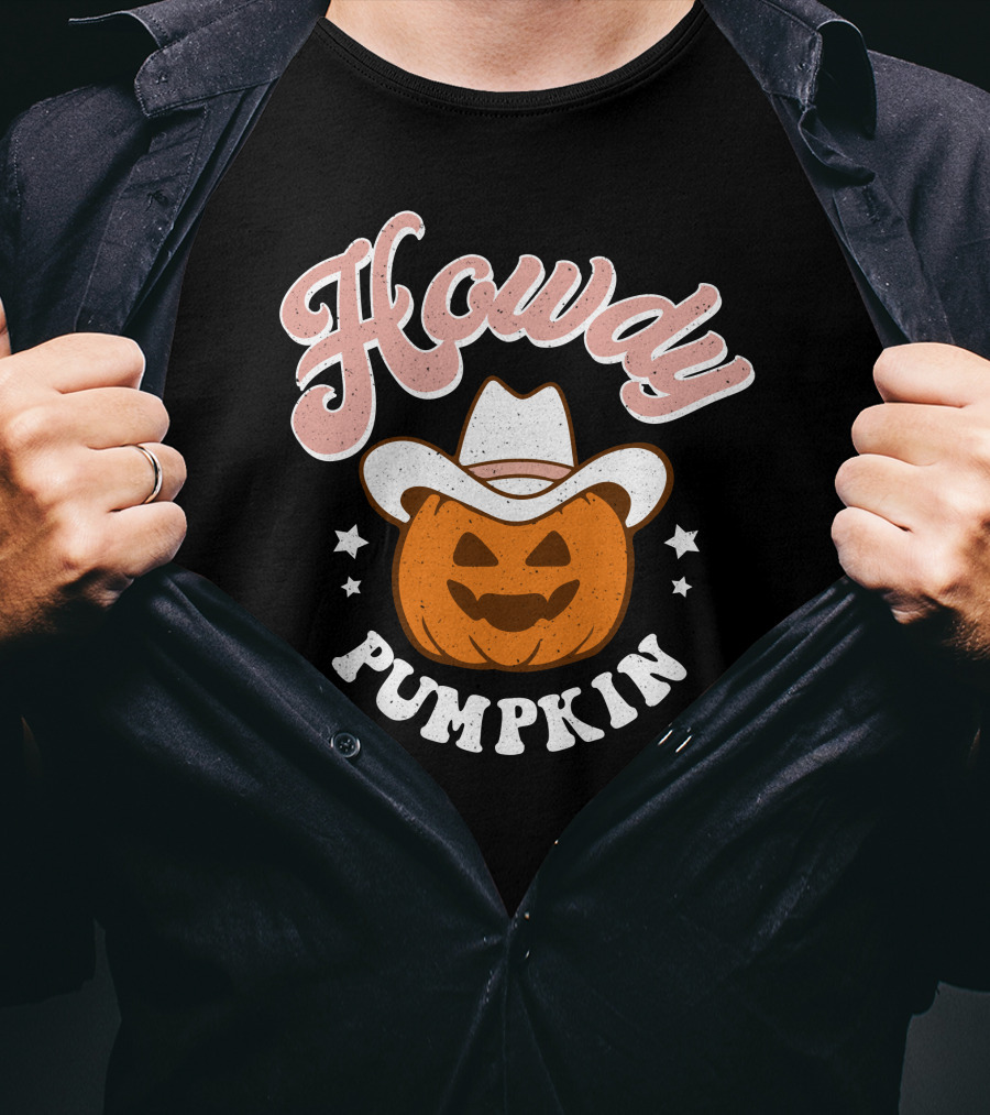 Howdy Pumpkin Halloween Western Cowboy Jack-o'-Lantern T-Shirt