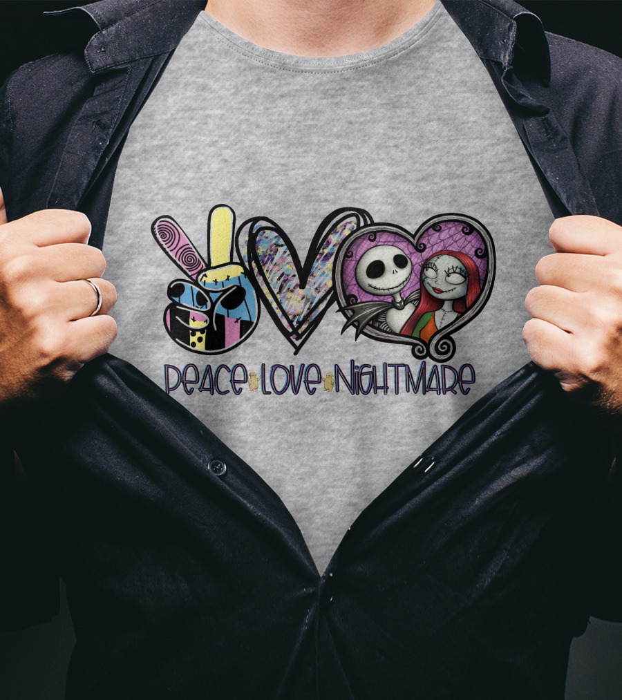 Peace Love Nightmare Before Christmas Halloween T-Shirt