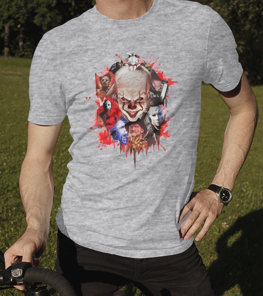 Halloween Killers Pennywise Michael Myers Freddy Krueger Jason Voorhees Jigsaw Horror Icons T-Shirt