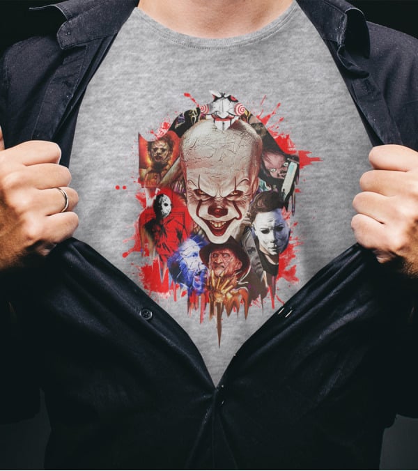 Halloween Killers Pennywise Michael Myers Freddy Krueger Jason Voorhees Jigsaw Horror Icons T-Shirt