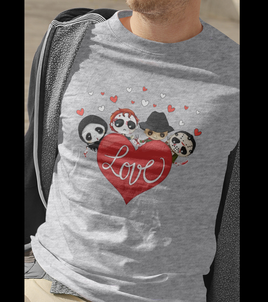 Love Horror Movie Chibi Quartet Valentine T-Shirt